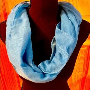 Sky Blue Silver Sparkle Fabric Ladies Scarf 36x72 Rectangular Glistens Boho Chic